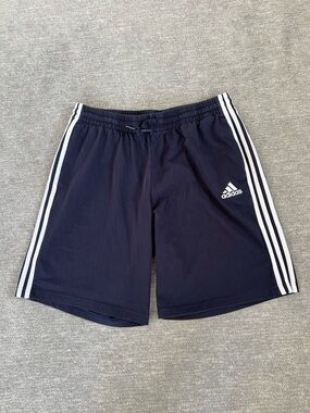 Adidas Men’s Navy Athletic Shorts with White Side Stripes Sz. XL
